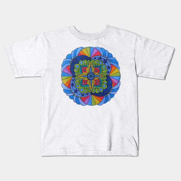 Star Burst Rainbow Mandala Kids T-Shirt by AmeUmiShop